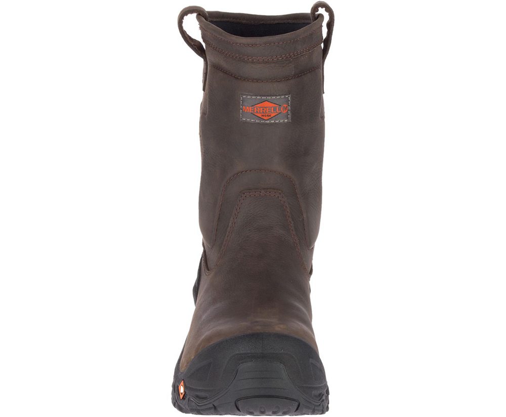 Merrell Vandrestøvler Herre - Strongfield Læder Pull On Waterproof Comp Toe Wide Width - Brune - TRU